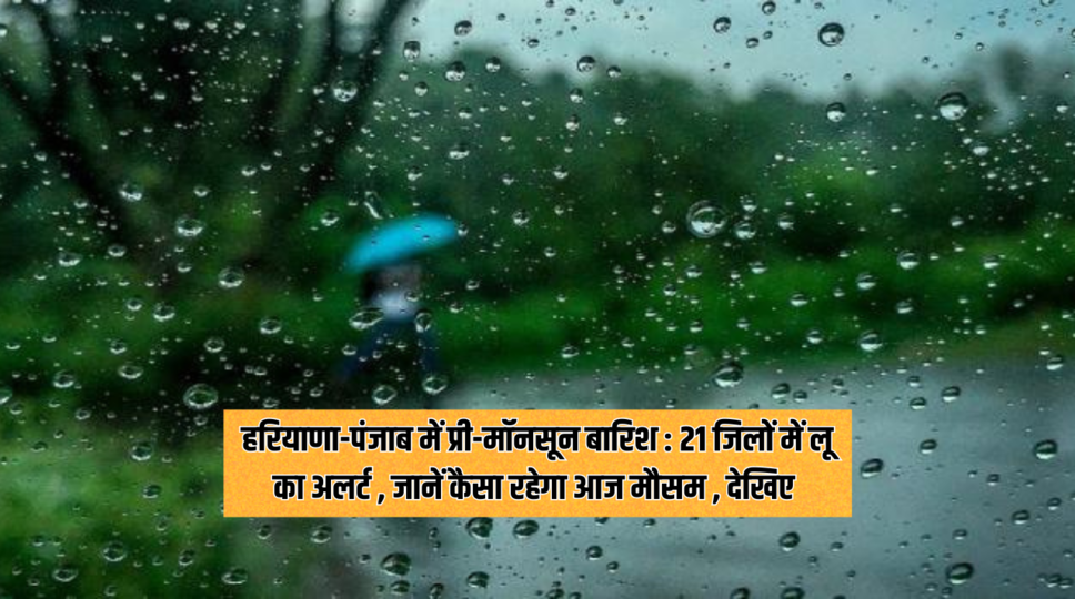 हरियाणा-पंजाब में प्री-मॉनसून बारिश : 21 जिलों में लू का अलर्ट , जानें कैसा रहेगा आज मौसम , देखिए&nbsp;