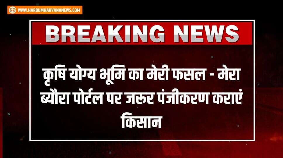 कृषि योग्य भूमि का &nbsp;मेरी फसल - मेरा ब्यौरा पोर्टल पर जरूर पंजीकरण कराएं किसान
