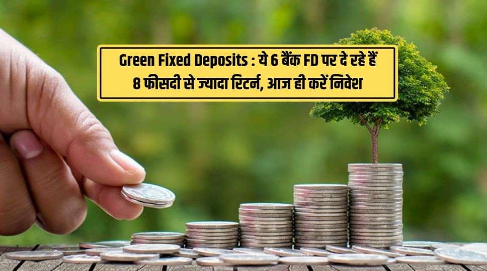 Green Fixed Deposits : ये 6 बैंक FD पर दे रहे हैं 8 फीसदी से ज्यादा रिटर्न, आज ही करें निवेश , देखे जानकारी 