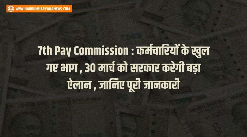 7th Pay Commission : कर्मचारियों के खुल गए भाग , 30 मार्च को सरकार करेगी बड़ा ऐलान , जानिए पूरी जानकारी 