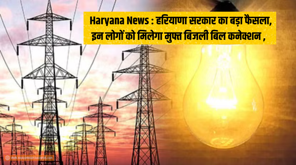 Haryana News : हरियाणा सरकार का बड़ा फैसला, इन लोगों को मिलेगा मुफ्त बिजली बिल कनेक्शन , जानिए कैसे करे आवेदन 