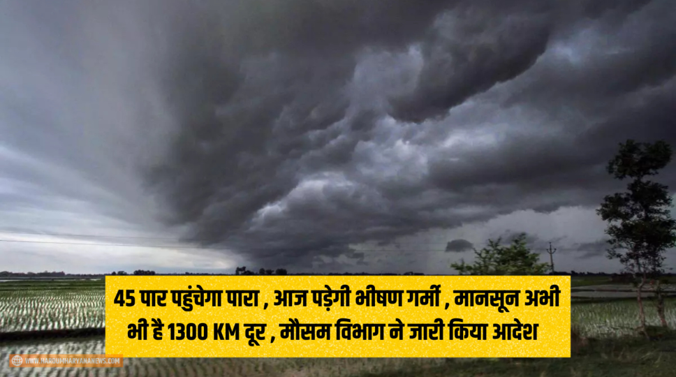 Haryana Weather : 45 पार पहुंचेगा पारा , आज पड़ेगी भीषण गर्मी , मानसून अभी भी है 1300 KM दूर , मौसम विभाग ने जारी किया आदेश 
