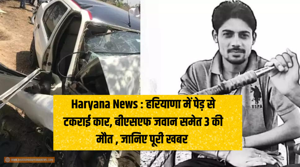 Haryana News : हरियाणा में पेड़ से टकराई कार, बीएसएफ जवान समेत 3 की मौत , जानिए पूरी खबर 